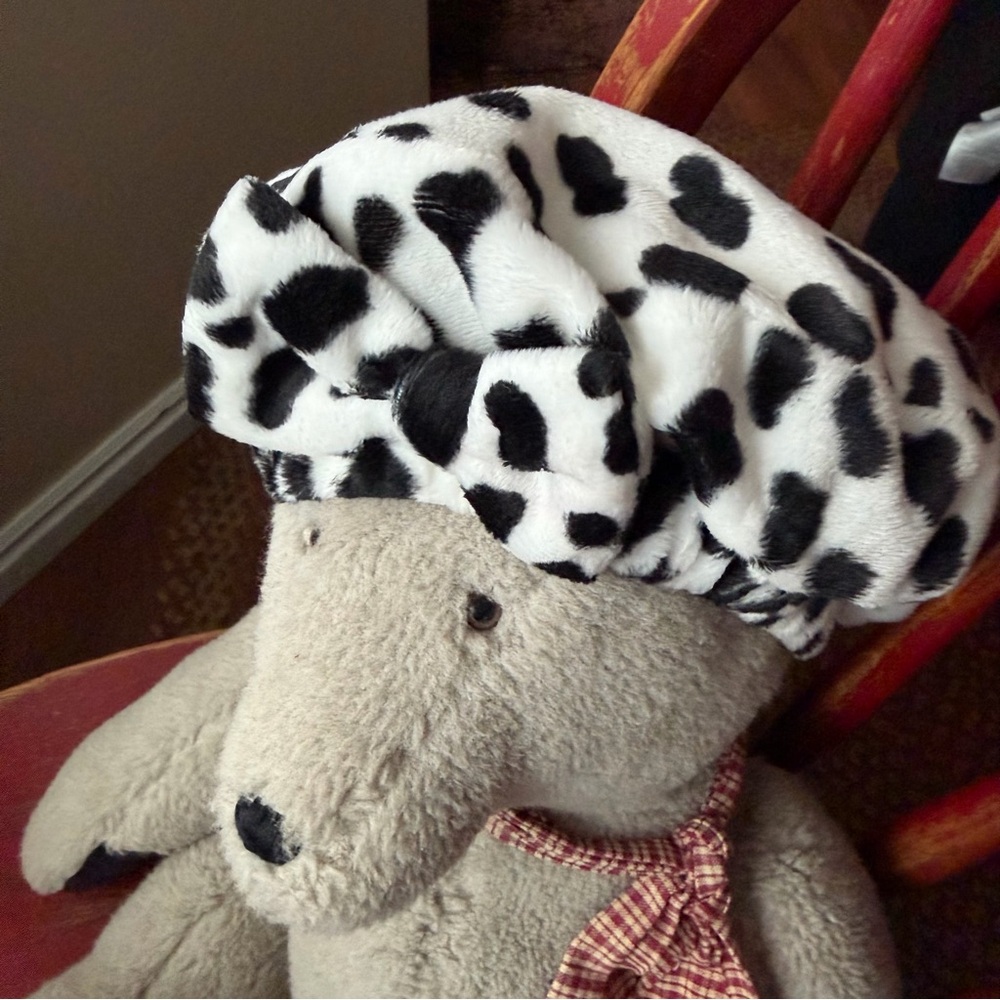 Vintage Y2K fleece leopard print outfit with matching beret hat - Picture 4 of 6